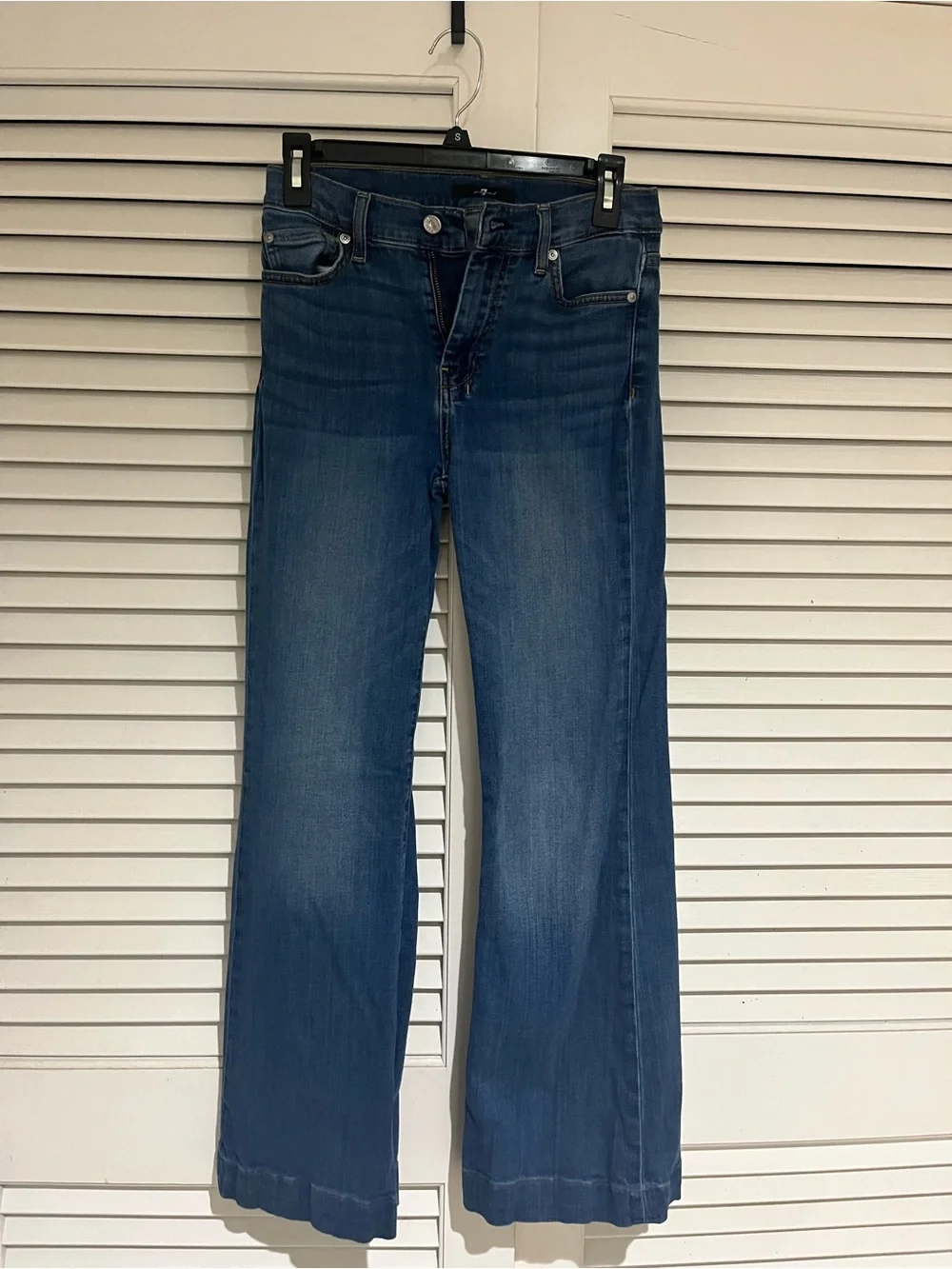 7 For All Mankind Medium Blue Wide-Leg Jeans
